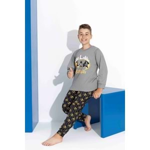 Tarık 5-9 Yaş Erkek Çocuk Batman Baskılı İnterlok Pijama Takımı 4126270 - GRİ