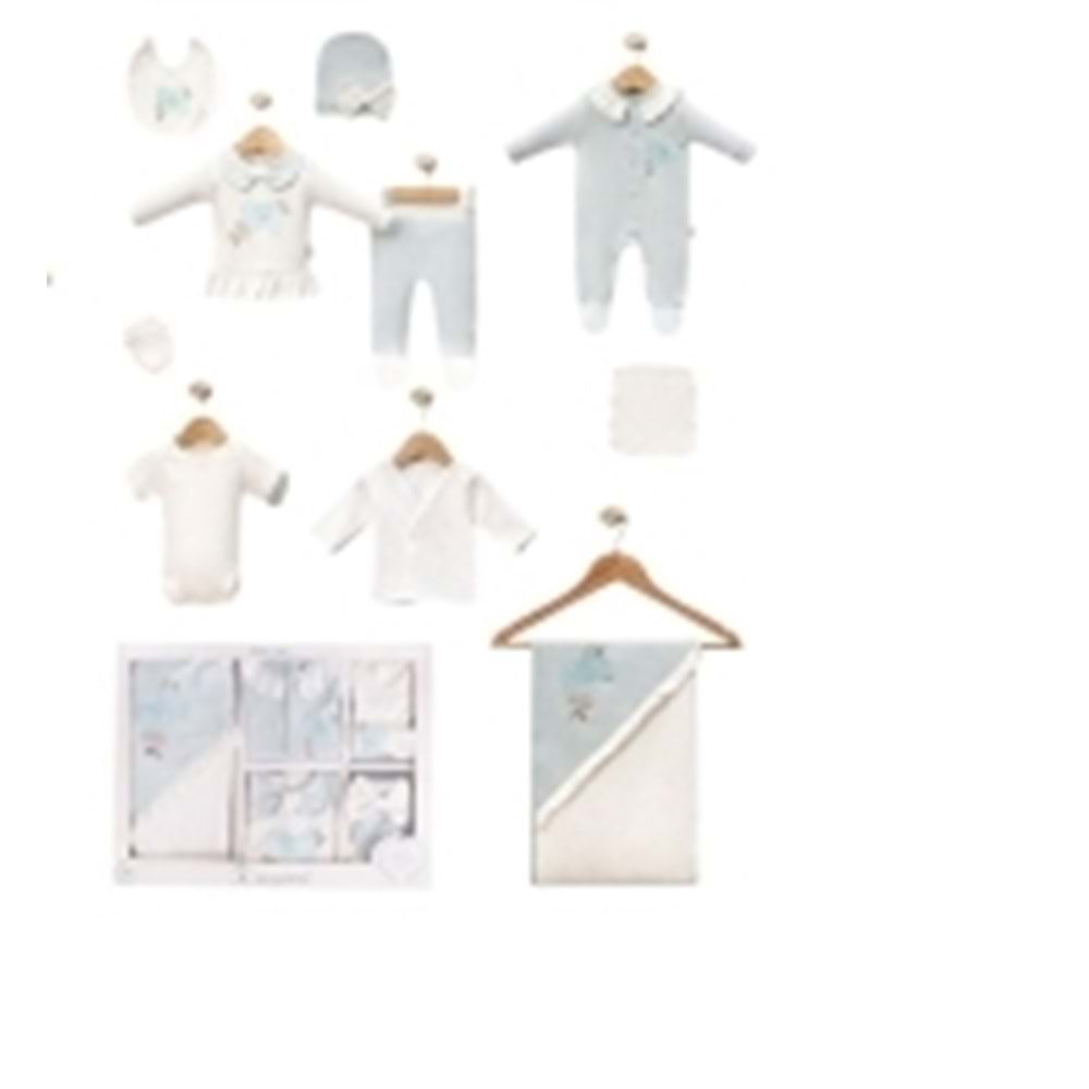 Cayzen Kelebek Nakışlı 10 Parça Hastane Çıkışı-3029868 - SU YEŞİLİ