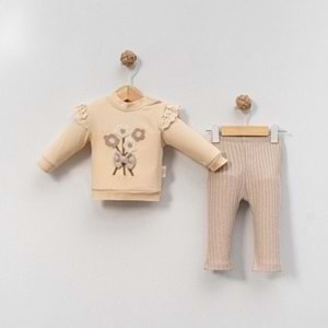 Çakar Bebe 6-18 Aylık Çiçek Süzine 2 li Takım-8045120 - BEJ