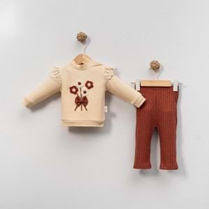 Çakar Bebe 6-18 Aylık Çiçek Süzine 2 li Takım-8045120 - KAHVERENGİ