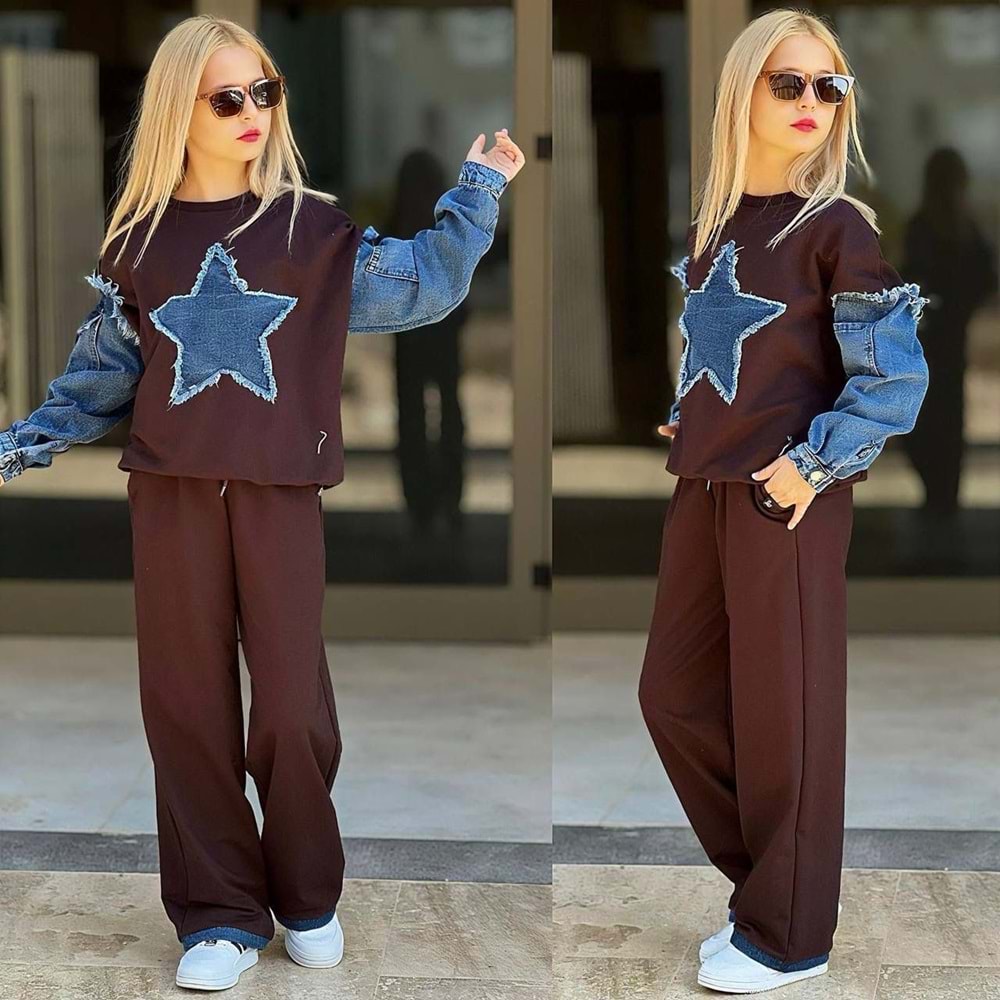 Kot Yıldız Detaylı Kız İkili Takım 5-14 Yaş-13268780 - KAHVERENGİ