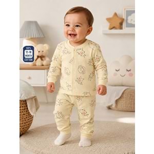 Miniworld Erkek 6-24 Aylık Uzay Baskılı Çıtçıtlı Pijama Takımı-18836169 - SARI
