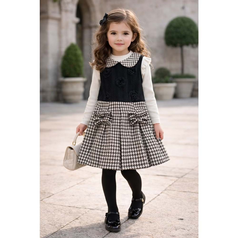 Miss Melinda Güllü Kaz Ayaklı Elbise 7-10 Yaş-0358530 - SİYAH