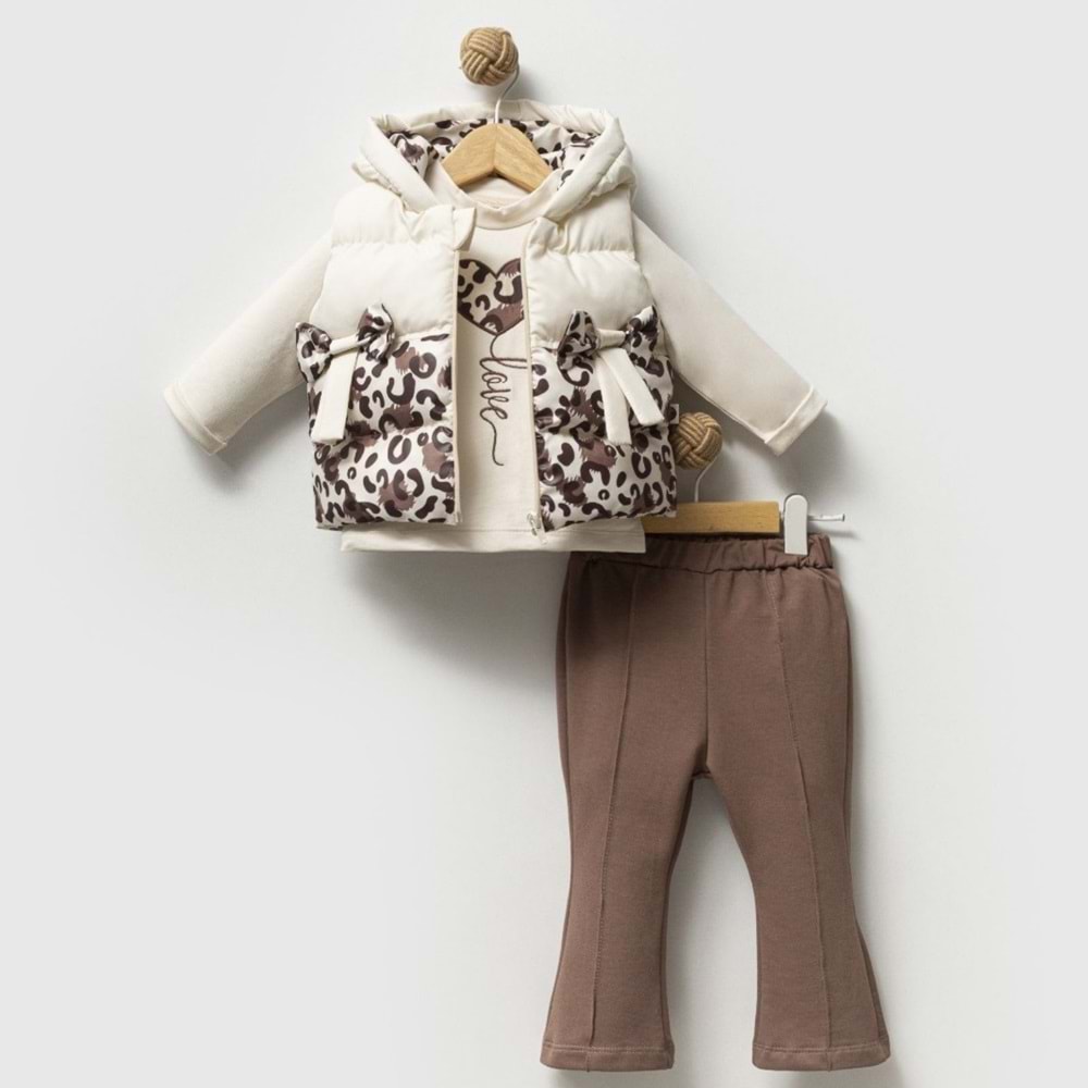 Hippıl Kalp Fiyonklu Leoparlı Kız 3 Lü Takım 2-4 Yaş -542573610 - KAHVERENGİ