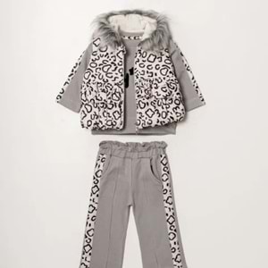 Hippıl Sahine Kürklü Kapşonlu 3 Lü Kız Takım 2-4 Yaş-541578641 - GRİ