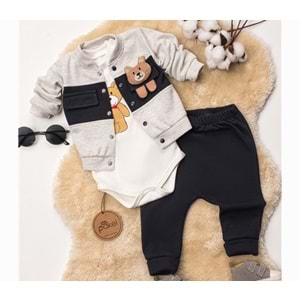 Mini Pakel Ayıcık Detaylı Erkek 3 Lü Takım 3-9 Aylık -1318265 - LACİVERT