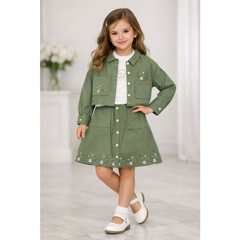 Son Öz Bebe Gabardin Etekli 3 Lü Takım 10-14 Yaş -482800 - YEŞİL