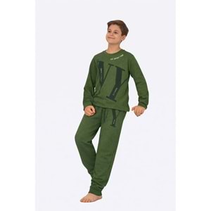 Tarık 11-16 Yaş Erkek Çocuk Pijama Takım NY Baskılı-4225310 - YEŞİL