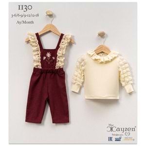 Cayzen 3-12 Aylık Kız Bella Lace Slopet Takım -1130368 - BORDO