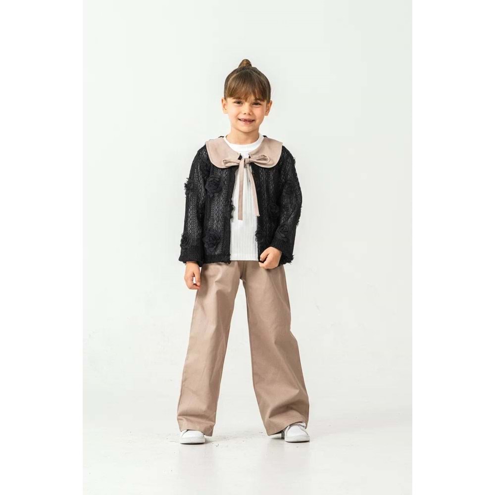 Miss Melinda Kids Gül Dantelli Pantolonlu 3 Lü Kız Takım 5-8 Yaş -355750 - SİYAH