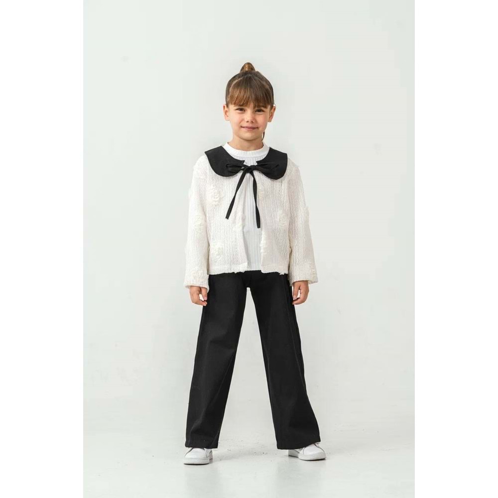 Miss Melinda Kids Gül Dantelli Pantolonlu 3 Lü Kız Takım 9-12 Yaş -356770 - BEYAZ