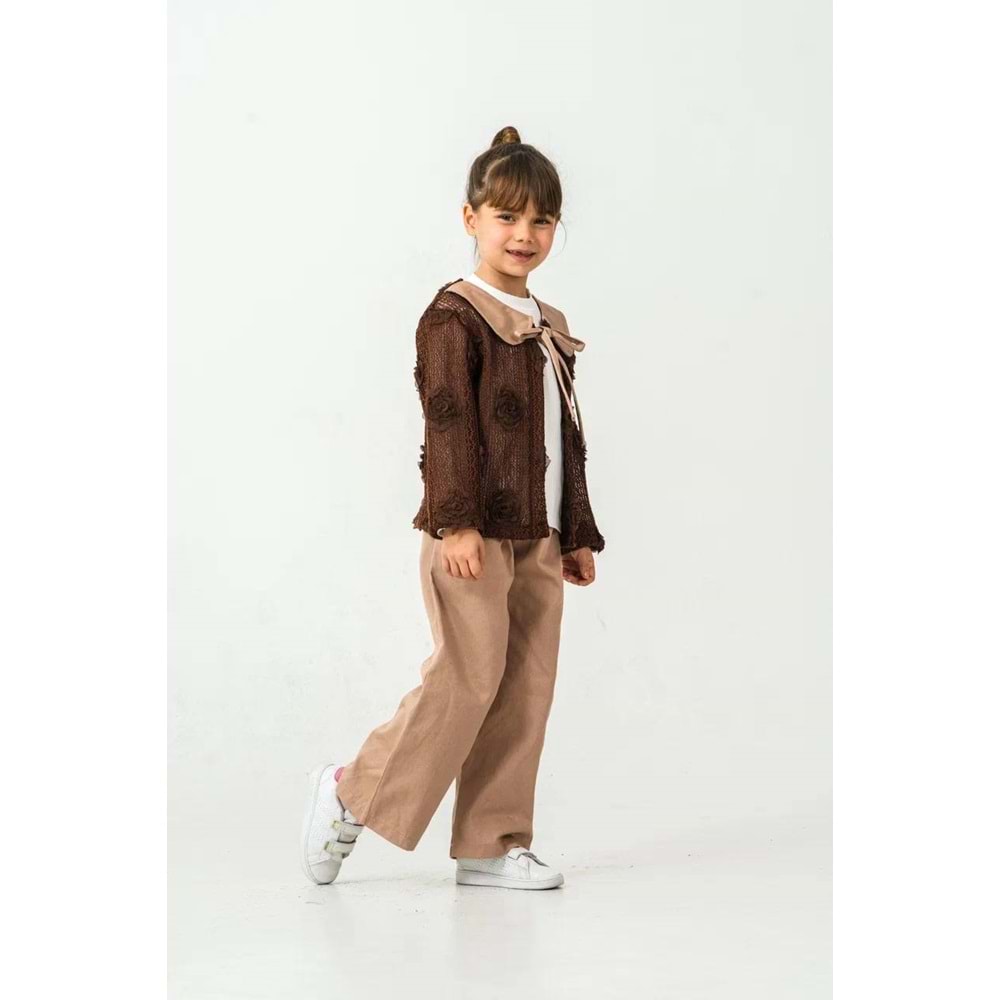 Miss Melinda Kids Gül Dantelli Pantolonlu 3 Lü Kız Takım 9-12 Yaş -356770 - KAHVERENGİ