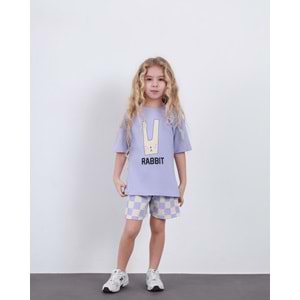 Wikiboom Rabbit Baskılı Penye Şortlu 2 Li Kız Takım 3-10 Yaş -9201240 - LİLA