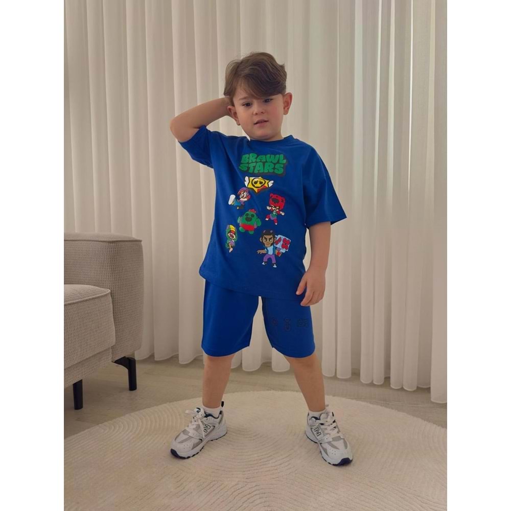 Jeliboom Brawl Stars Baskılı Penye Şortlu Erkek 2 li Takım 3-10 Yaş -1046220 - LACİVERT