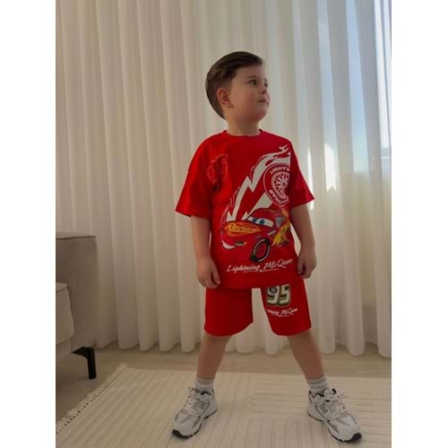 Jeliboom Hotweels Baskılı Penye Şortlu Erkek 2 Li Takım 3-10 Yaş -1052220 - KIRMIZI