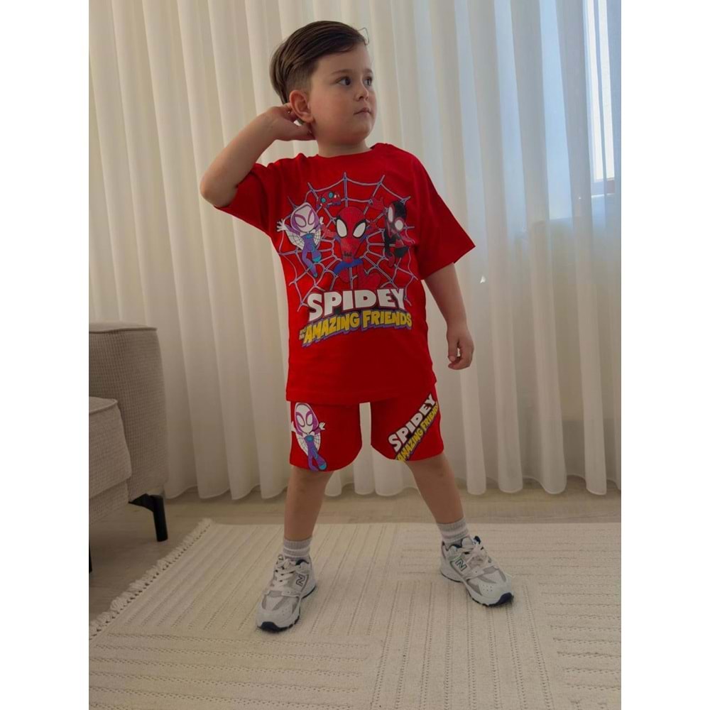 Jeliboom Spıdey Frıends Baskılı Penye Şortlu Erkek 2 Li Takım 3-10 Yaş -1049220 - KIRMIZI