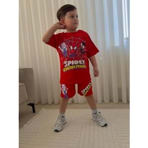 Jeliboom Spıdey Frıends Baskılı Penye Şortlu Erkek 2 Li Takım 3-10 Yaş -1049220 - KIRMIZI