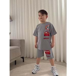 Jeliboom Şimşek Mcqueen Baskılı Penye Şortlu Erkek 2 Li Takım 3-10 Yaş -1026220 - GRİ