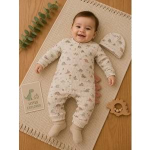 Bubbless Dinazor Fermuarlı Erkek Tulum 3-9 Aylık -BA3001180 - AÇIK KAHVE