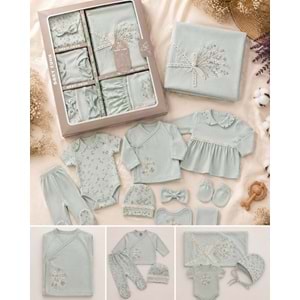 Baby Zuhu Waffle Çiçekli Kız 10 Lu Hastane Çıkışı 0-3 Aylık -BA3002713 - SU YEŞİLİ