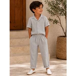 Nardanlı Müslim Kumaş Jogger Pantolonlu Takım 11-15 Yaş -NA6200480 - AÇIK GRİ