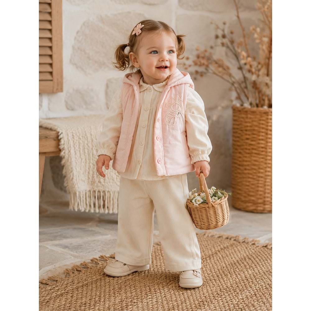 Hippıl Şişme Yelekli Gömlekli Kız Üçlü Takım 1-4 Yaş -BAY7089636 - PEMBE