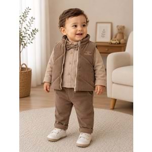 Hippıl Baby Pantolonlu Papyonlu Erkek Üçlü Takım 1-4 Yaş -BAY7088727 - KAHVERENGİ