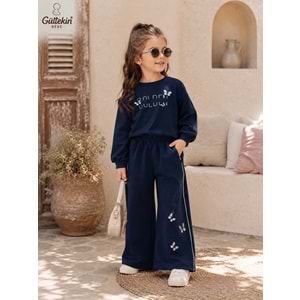 Lumia Baby Golden Kelebek Nakışlı Kız İkili Eşofman Takım 2-5 Yaş -KAY4408345 - LACİVERT