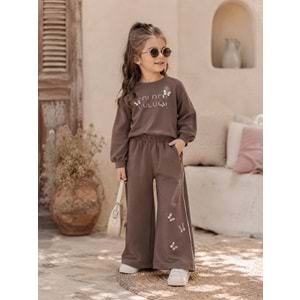 Lumia Baby Golden Kelebek Nakışlı Kız İkili Eşofman Takım 6-9 Yaş -KAY4427410 - KAHVERENGİ