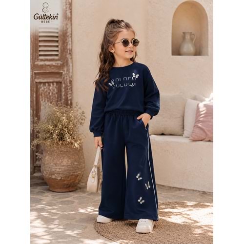 Lumia Baby Golden Kelebek Nakışlı Kız İkili Eşofman Takım 6-9 Yaş -KAY4427410 - LACİVERT