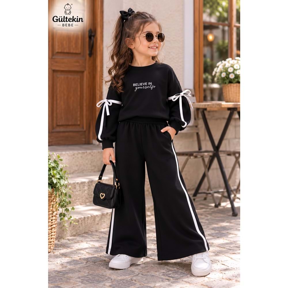 Lumia Baby Kelebek Kollu Kız İkili Eşofman Takım 6-9 Yaş -KAY4422410 - SİYAH