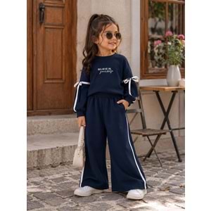 Lumia Baby Kelebek Kollu Kız İkili Eşofman Takım 2-5 Yaş -KAY4412345 - LACİVERT