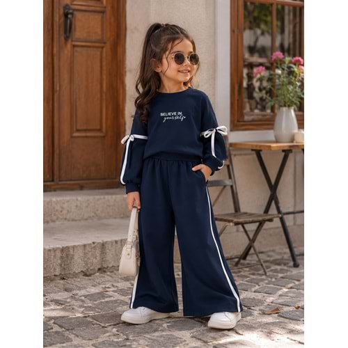 Lumia Baby Kelebek Kollu Kız İkili Eşofman Takım 2-5 Yaş -KAY4412345 - LACİVERT