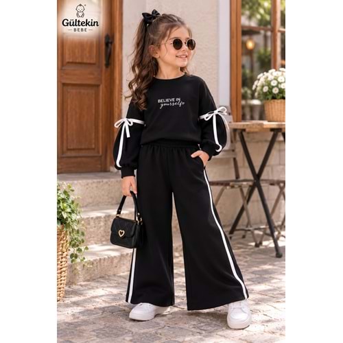 Lumia Baby Kelebek Kollu Kız İkili Eşofman Takım 2-5 Yaş -KAY4412345 - SİYAH