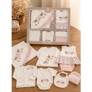 Baby Zuhu Çiçek Kelebek Nakışlı Kız 10 Lu Hastane Çıkışı -KAY2093654 - SOMON