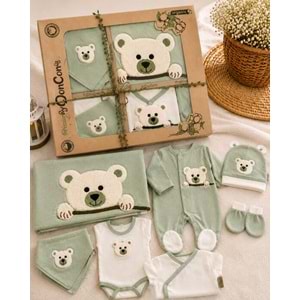 Concon Baby Organik Panda Nakışlı Lüx Erkek 10 Lu Hastane Çıkışı-KAY1661608 - YEŞİL