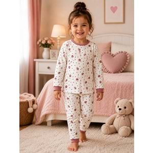 Miniworld Uğur Böceği Baskılı Sıfır Yaka Kız 3-6 Yaş Pijama Takımı -BAY17553190 - GÜL KURUSU