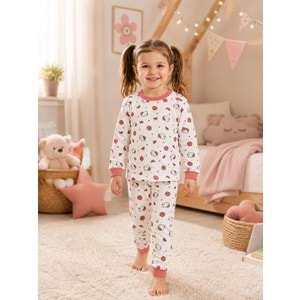 Miniworld Çilekli Kedi Baskılı Sıfır Yaka Kız Pijama Takımı 6-9 Aylık -BAY18827155 - NAR ÇİÇEĞİ