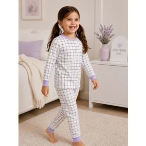 Miniworld Kalp Baskılı Çıtçıtlı Kız 3-6 Yaş Pijama Takımı -BAY17556205 - LİLA
