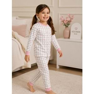 Miniworld Kalp Baskılı Çıtçıtlı Kız 3-6 Yaş Pijama Takımı -BAY17556205 - PEMBE
