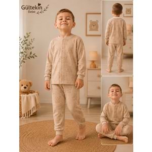 Miniworld Ayıcık Baskılı Çıtçıtlı Erkek 3-6 Yaş Pijama Takımı -BAY17509204 - KAHVERENGİ