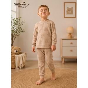 Miniworld Ayıcıklı Baskılı Sıfır Yaka Erkek 6-24 Aylık Pijama Takımı -BAY18723155 - KAHVERENGİ