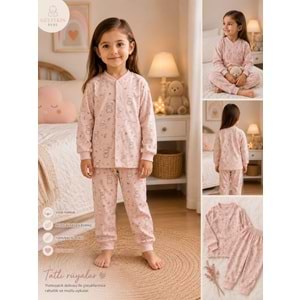 Miniworld Ayıcıklı Baskılı Çıtçıtlı Kız 6-24 Aylık Pijama Takımı -BAY18728169 - PUDRA