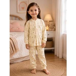 Miniworld Ayıcıklı Baskılı Çıtçıtlı Kız 6-24 Aylık Pijama Takımı -BAY18728169 - SARI