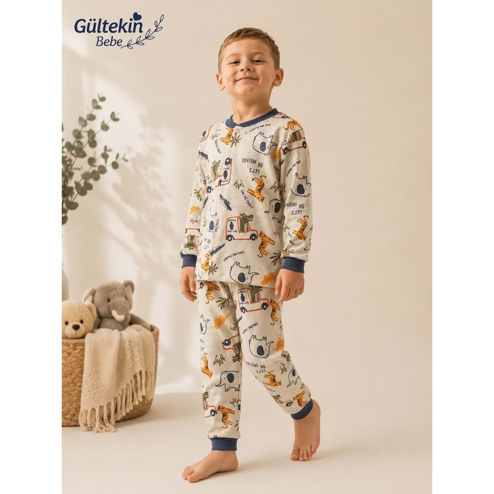 Miniworld Araba Baskılı Çıtçıtlı 6-24 Aylık Pijama Takımı -BAY18722169 - İNDİGO
