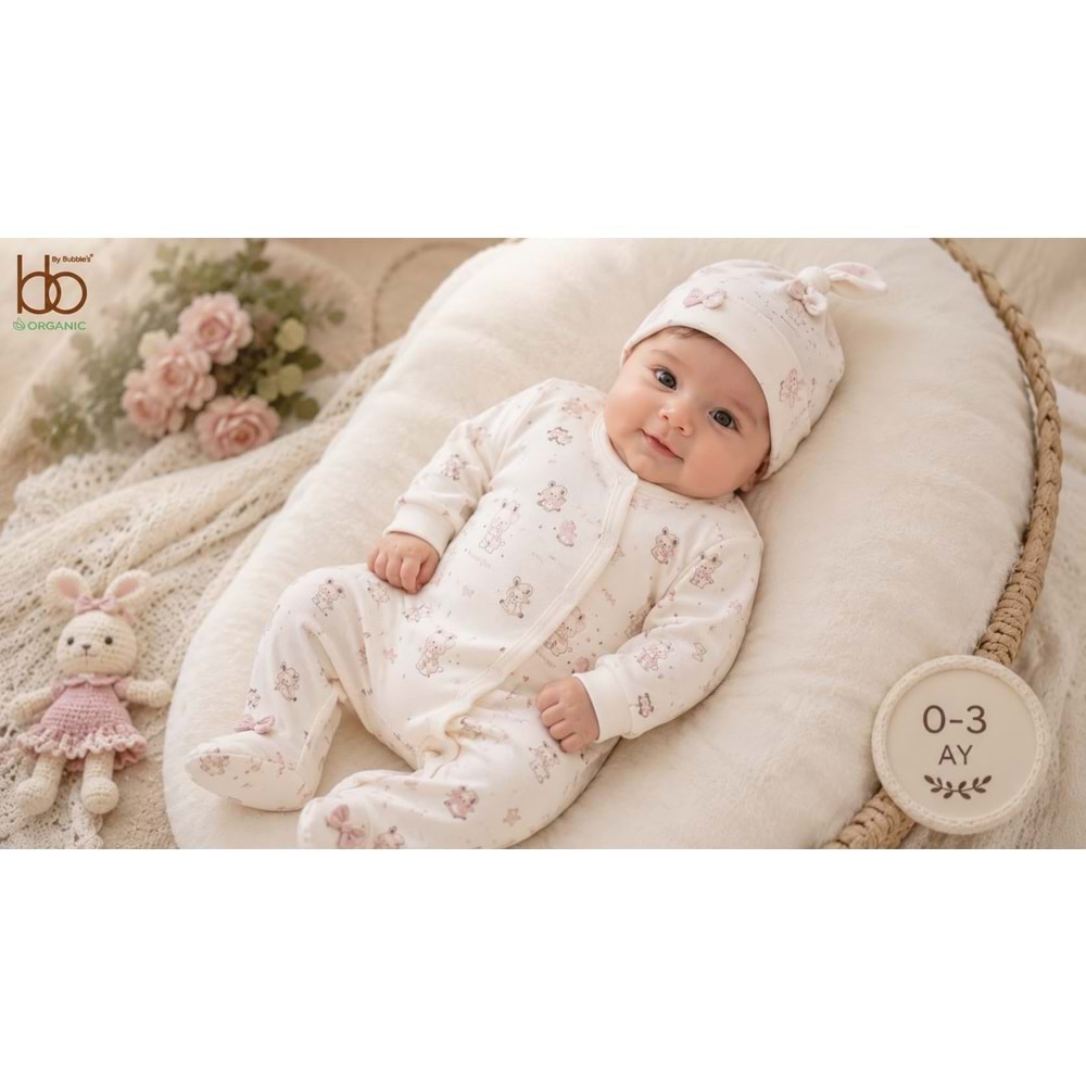 Bubbles My Room Beautiful Bebek Kız Patikli Tulum 1-9 Aylık -BA1046265 - PEMBE