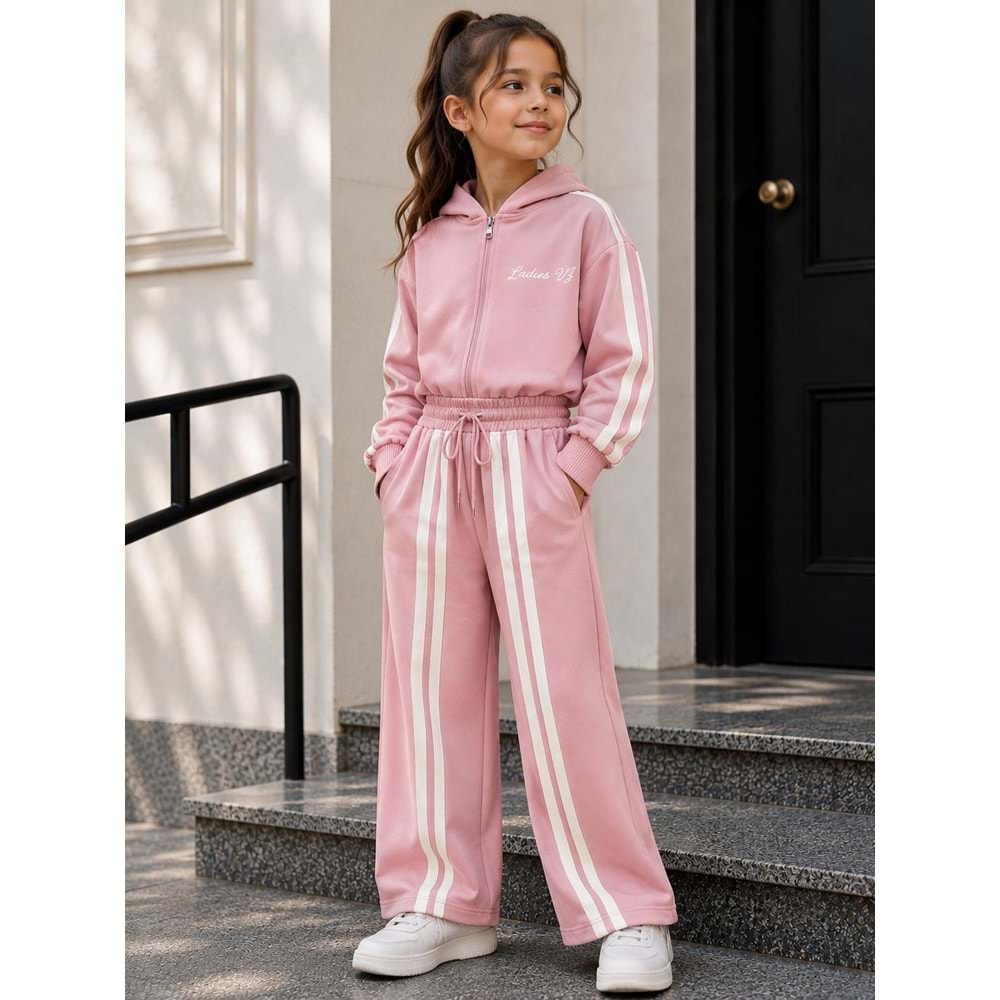 Vız Vız Kids İkili Kız Fermuarlı Eşofman Takımı 8-16 Yaş -VI1391680 - PEMBE