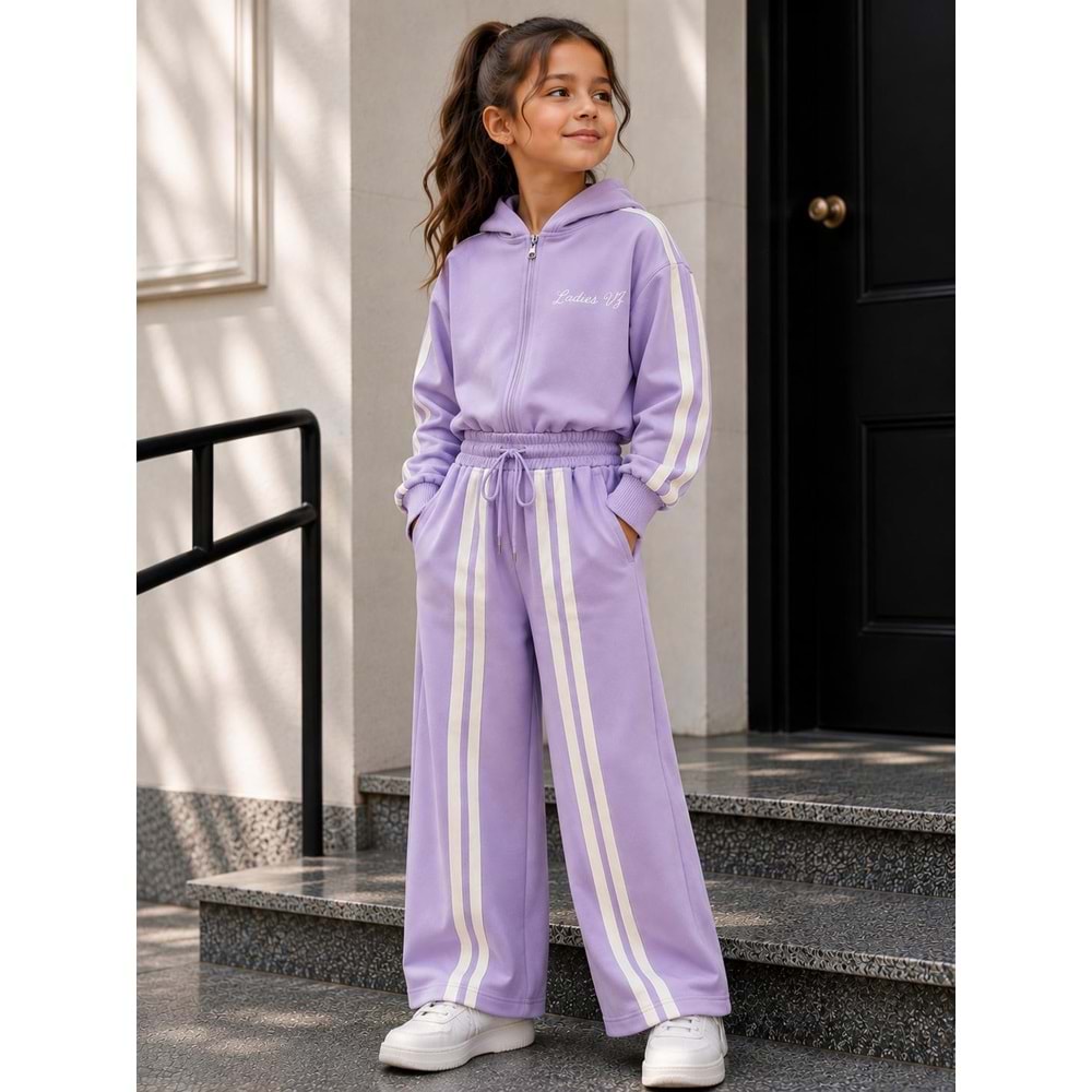 Vız Vız Kids İkili Kız Fermuarlı Eşofman Takımı 4-8 Yaş -VI1367680 - LİLA