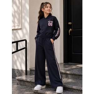 Vız Vız Kids Milano Baskılı İkili Kız Fermuarlı Eşofman Takımı 8-16 Yaş -VI1305680 - LACİVERT