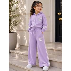 Vız Vız Kids 62 Baskılı İkili Kız Fermuarlı Eşofman Takımı 4-8 Yaş -VI1320580 - LİLA